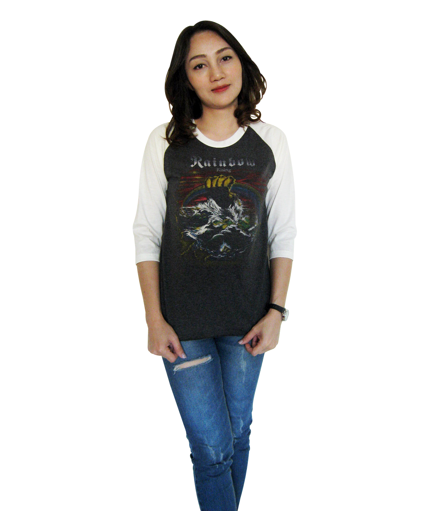 Rainbow Rising Ronnie James Dio Womens Raglan T-Shirt