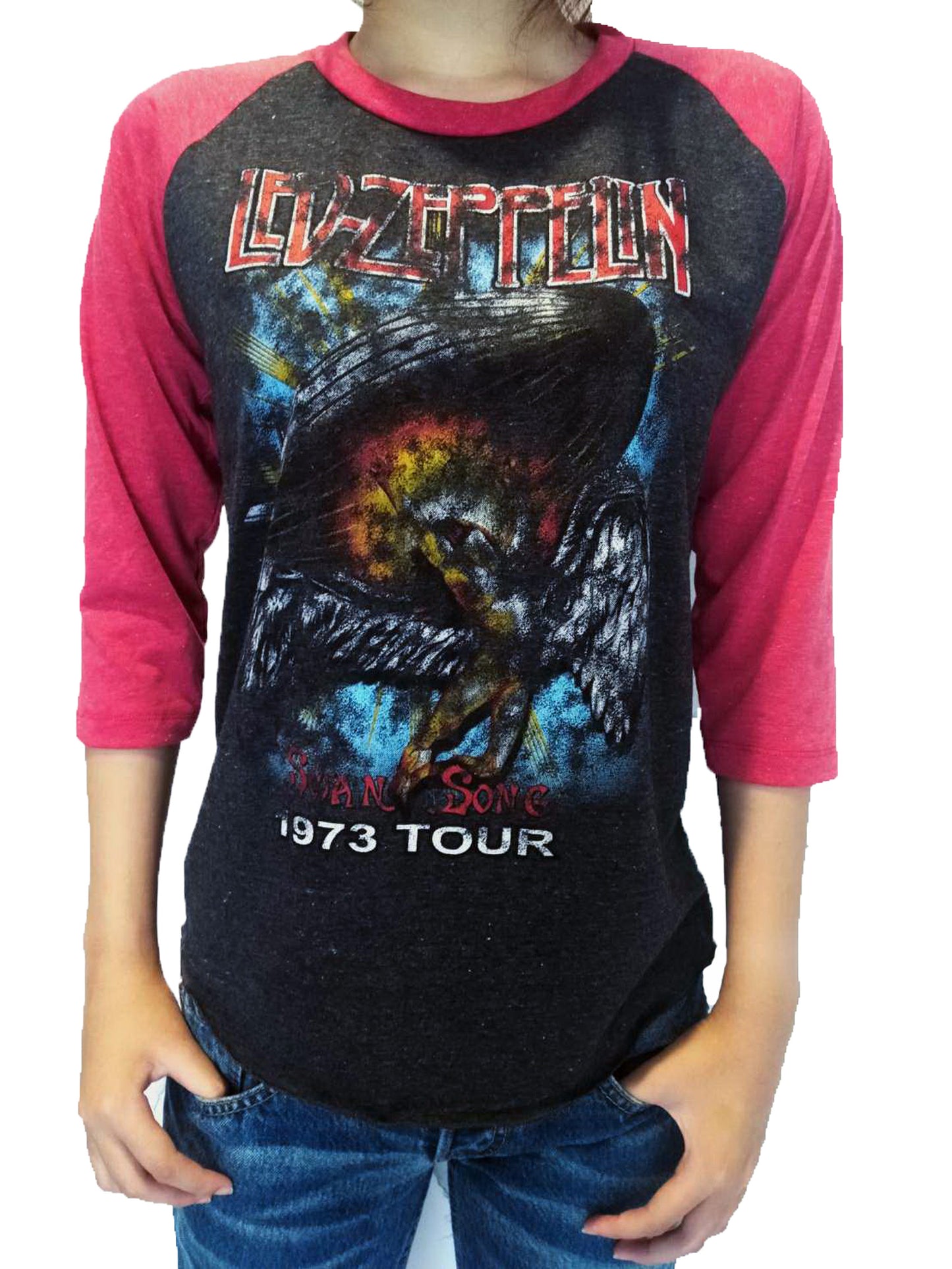 Led Zeppelin Swan Song U.S.Tour 1973 Womens Raglan T-Shirt