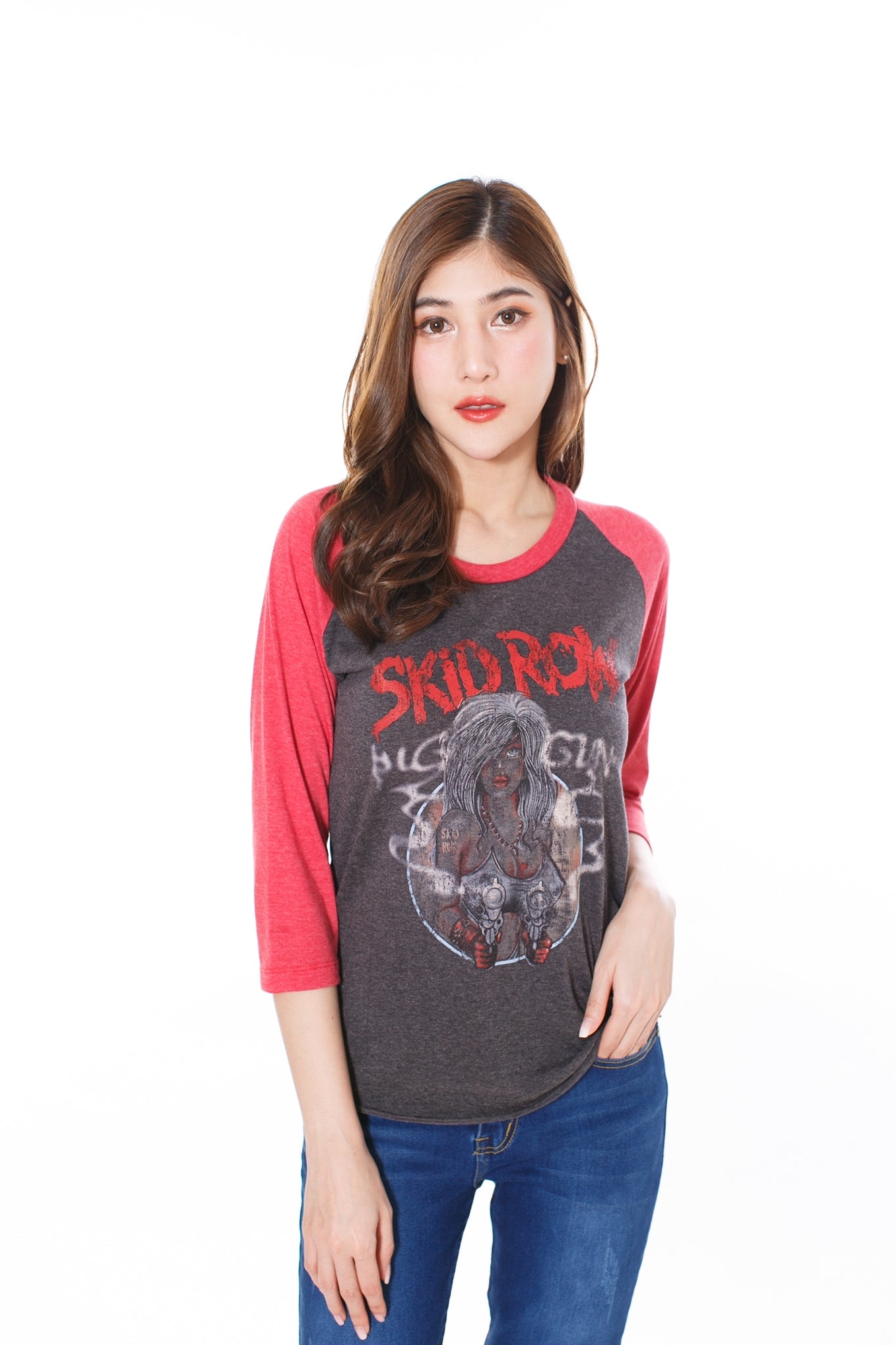 SKID ROW BIG GUNS Womens Raglan T-Shirt