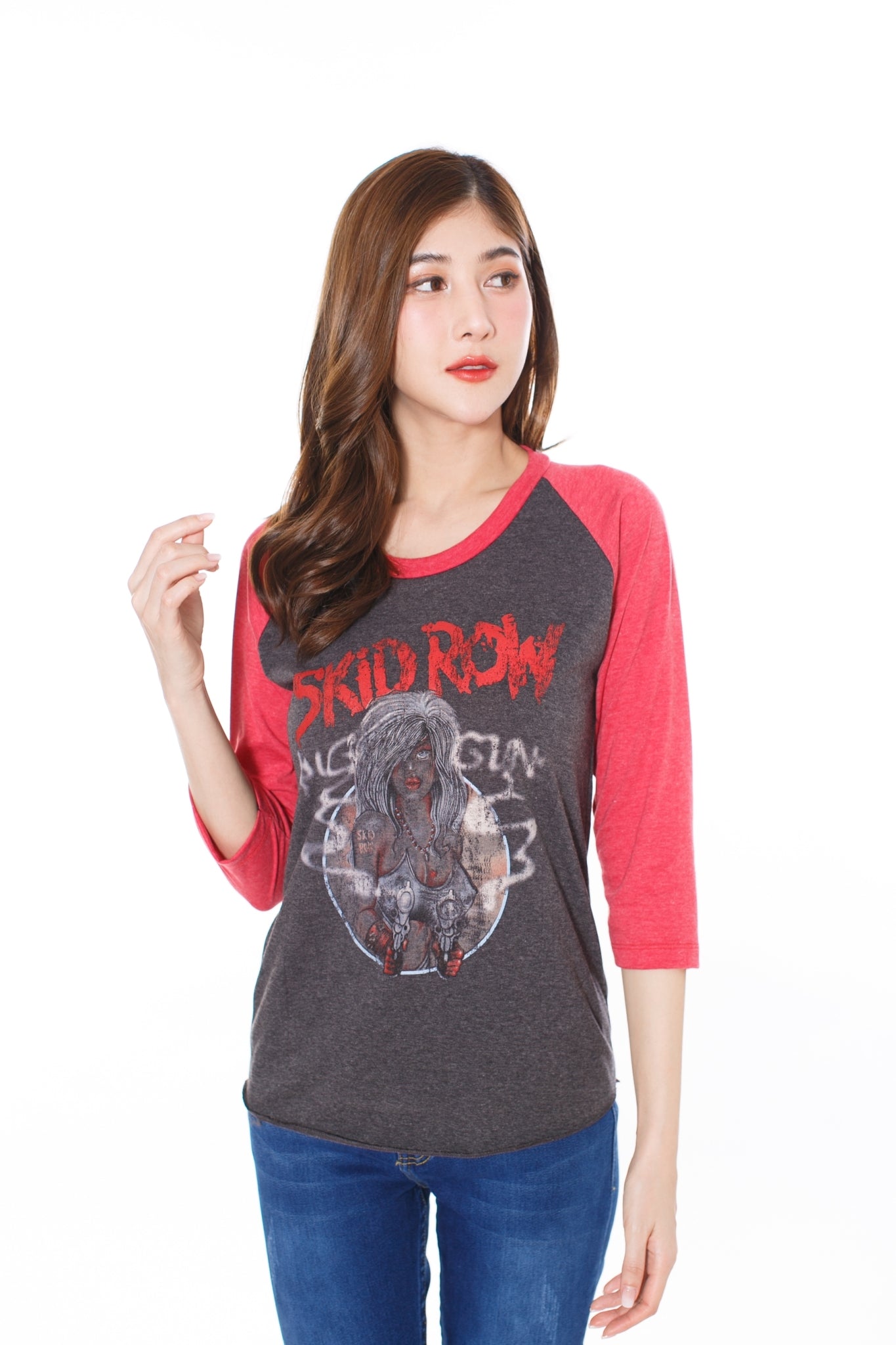 SKID ROW BIG GUNS Womens Raglan T-Shirt