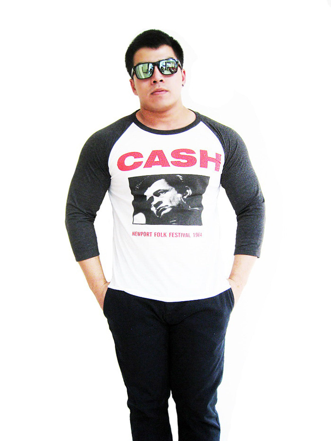 Johnny Cash Tour Concert Festival 1964 Mens Raglan T-Shirt