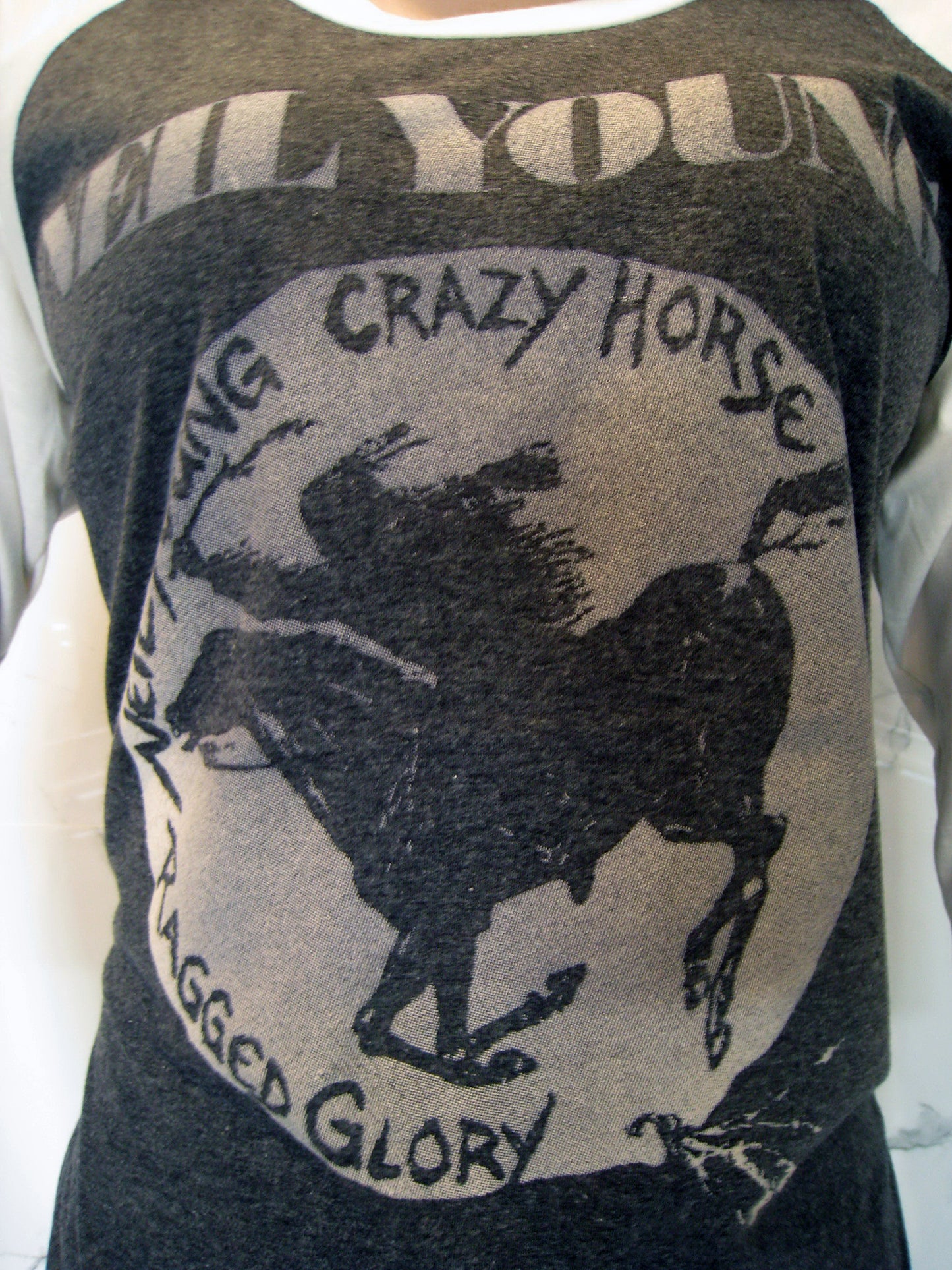 Neil Young and crazy horse Womens Raglan T-Shirt