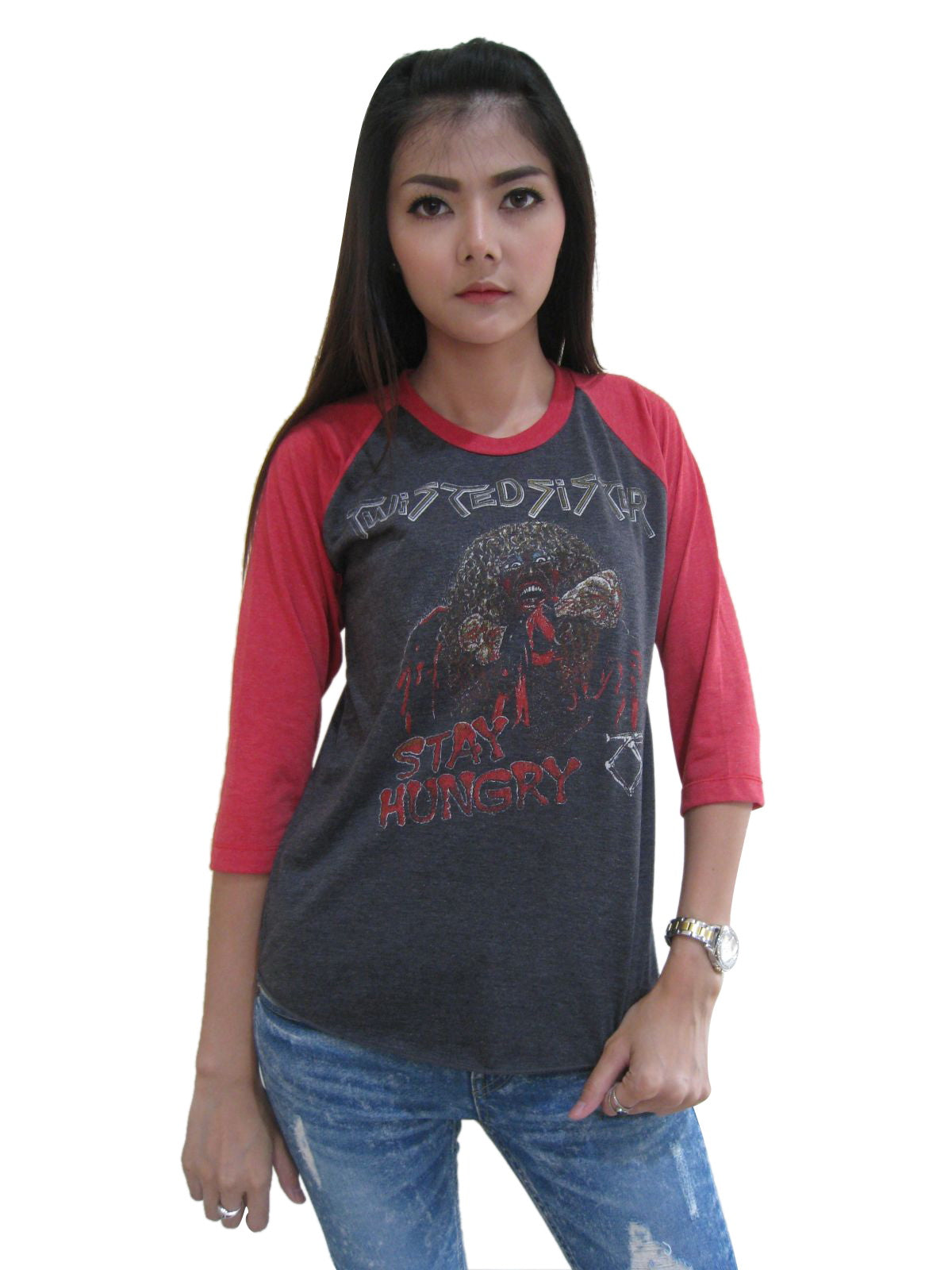 Twisted Sister Stay Hungry Womens Raglan T-Shirt