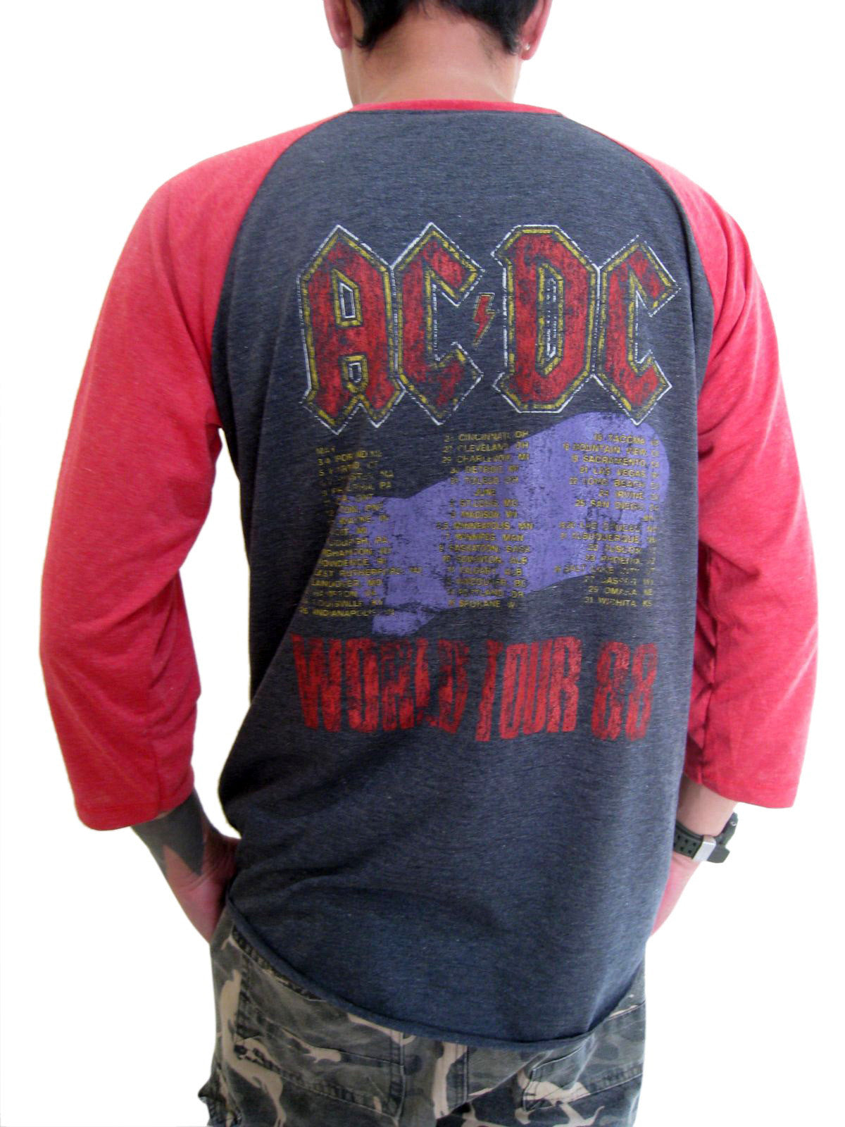 AC/DC World Tour 1988 Mens Raglan T-Shirt