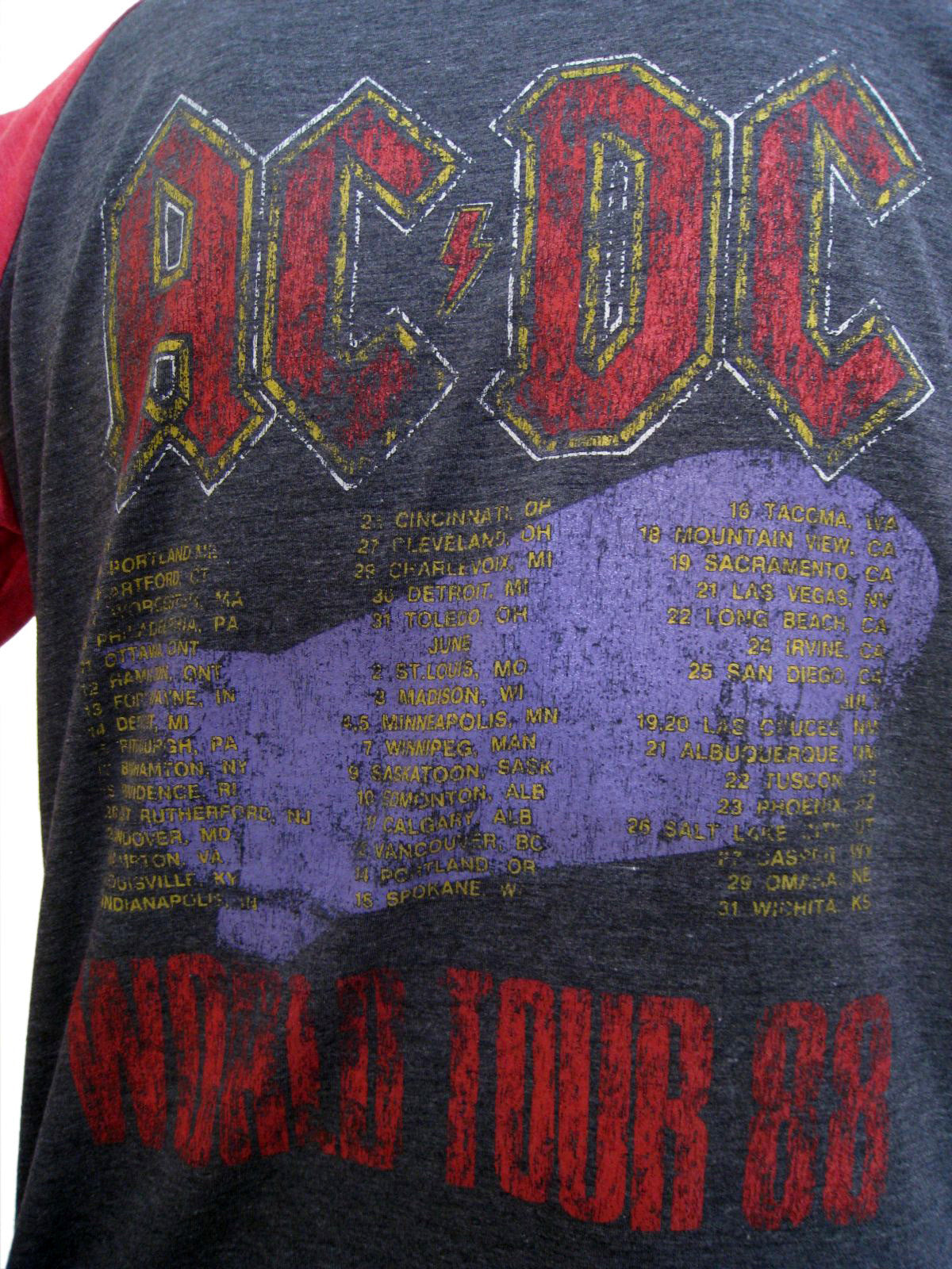 AC/DC World Tour 1988 Mens Raglan T-Shirt