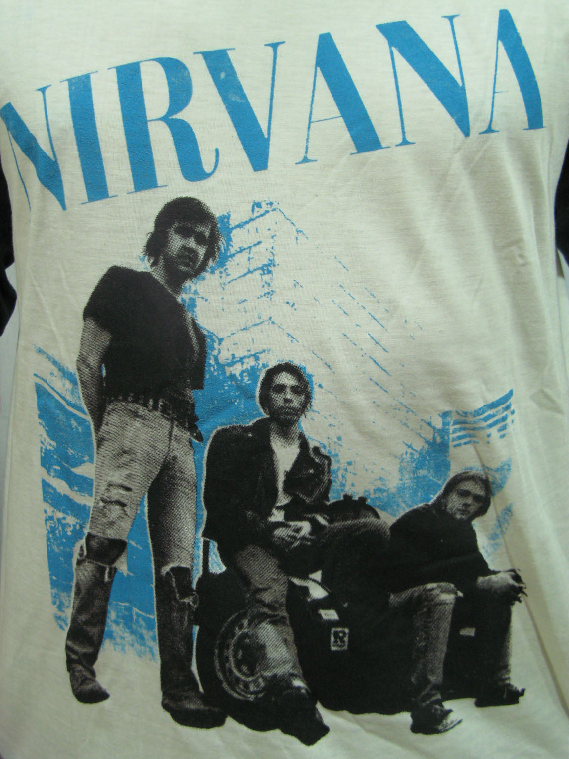 NIRVANA Kurt Cobain Group Photo Mens Raglan T-Shirt