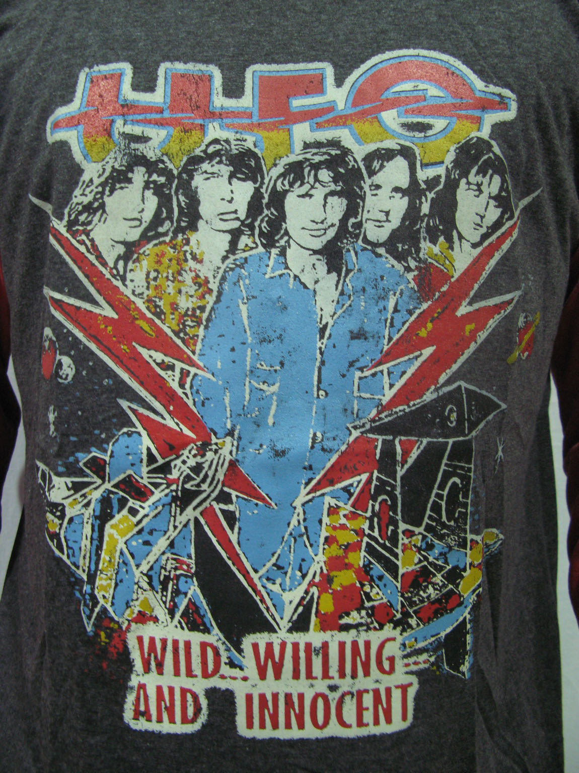 UFO Rock Band Wild Willing and Innocent Mens Raglan T-Shirt