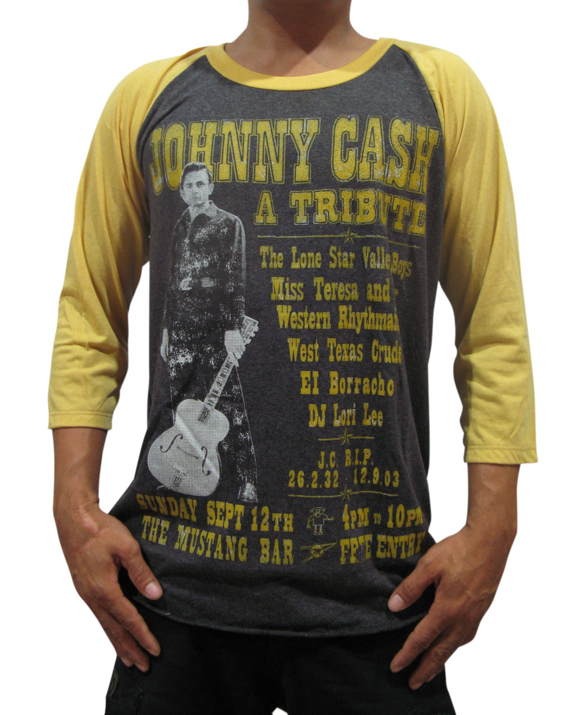 Johnny Cash A TRIBUTE Tour Mens Raglan T-Shirt