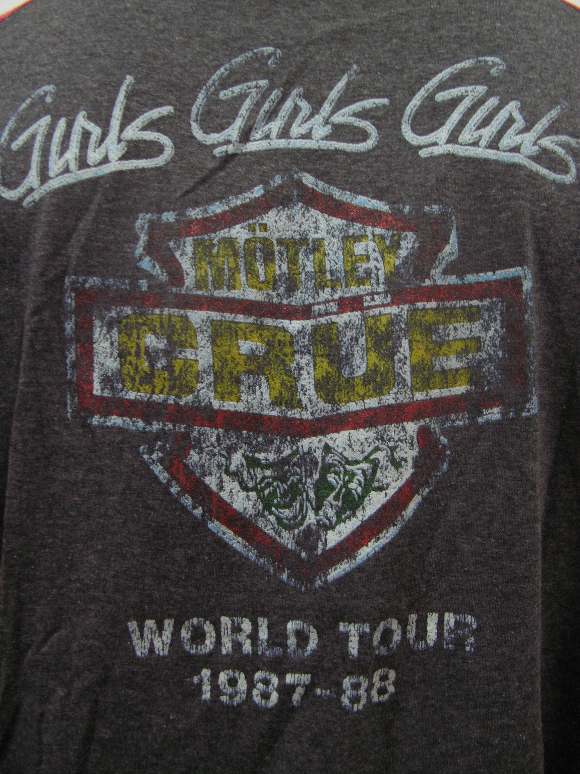 Motley Crue Girls Girls Girls World Tour 1987 Mens Raglan T-Shirt