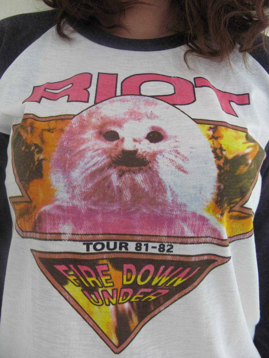 RIOT Fire Down Under Tour 1981-82 Raglan Womens T-Shirt