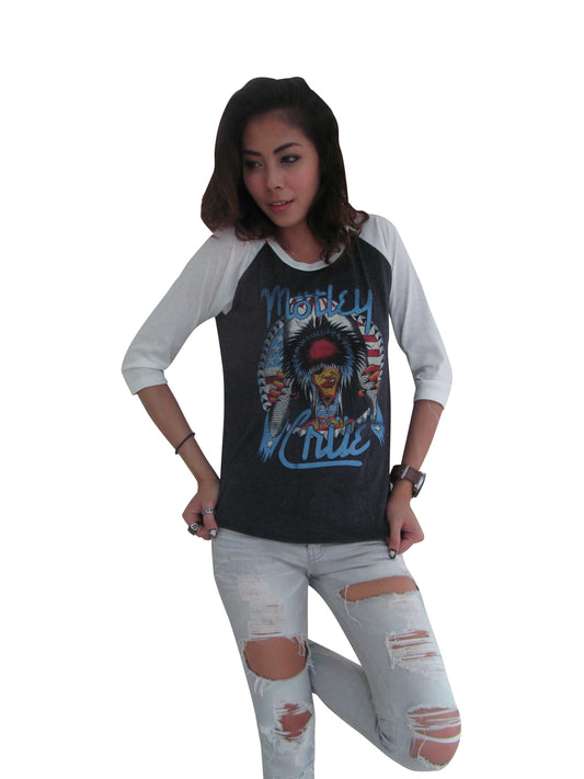 Motley Crue Girls Girs Girls Womens Raglan T-Shirt