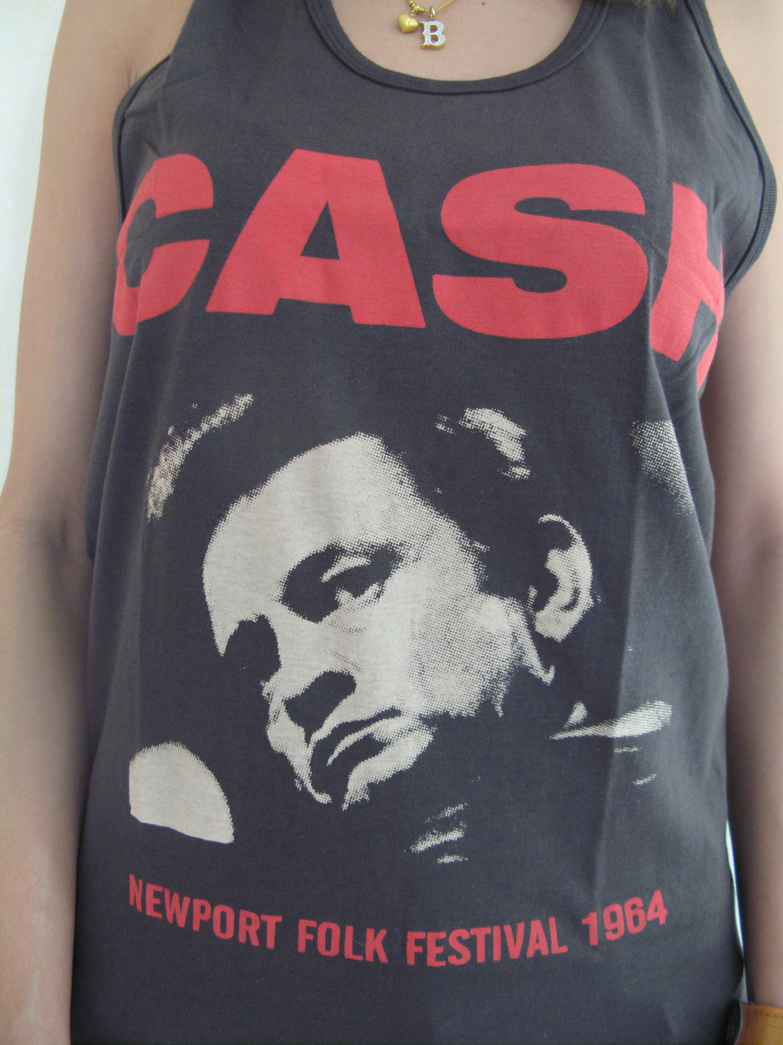 Johnny Cash Folk Tour Concert Festival 1964 Womens Tank Top T-Shirt