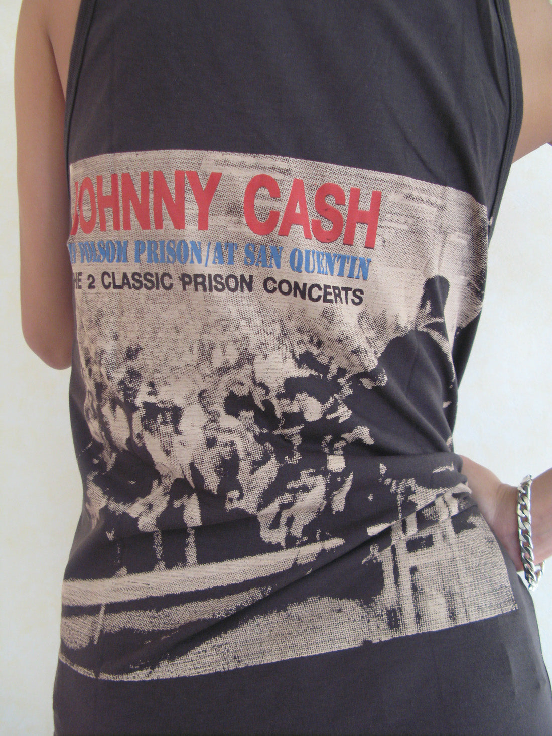 Johnny Cash Folk Tour Concert Festival 1964 Womens Tank Top T-Shirt