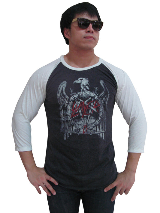 Slayer Eagle with logo Mens Raglan T-Shirt