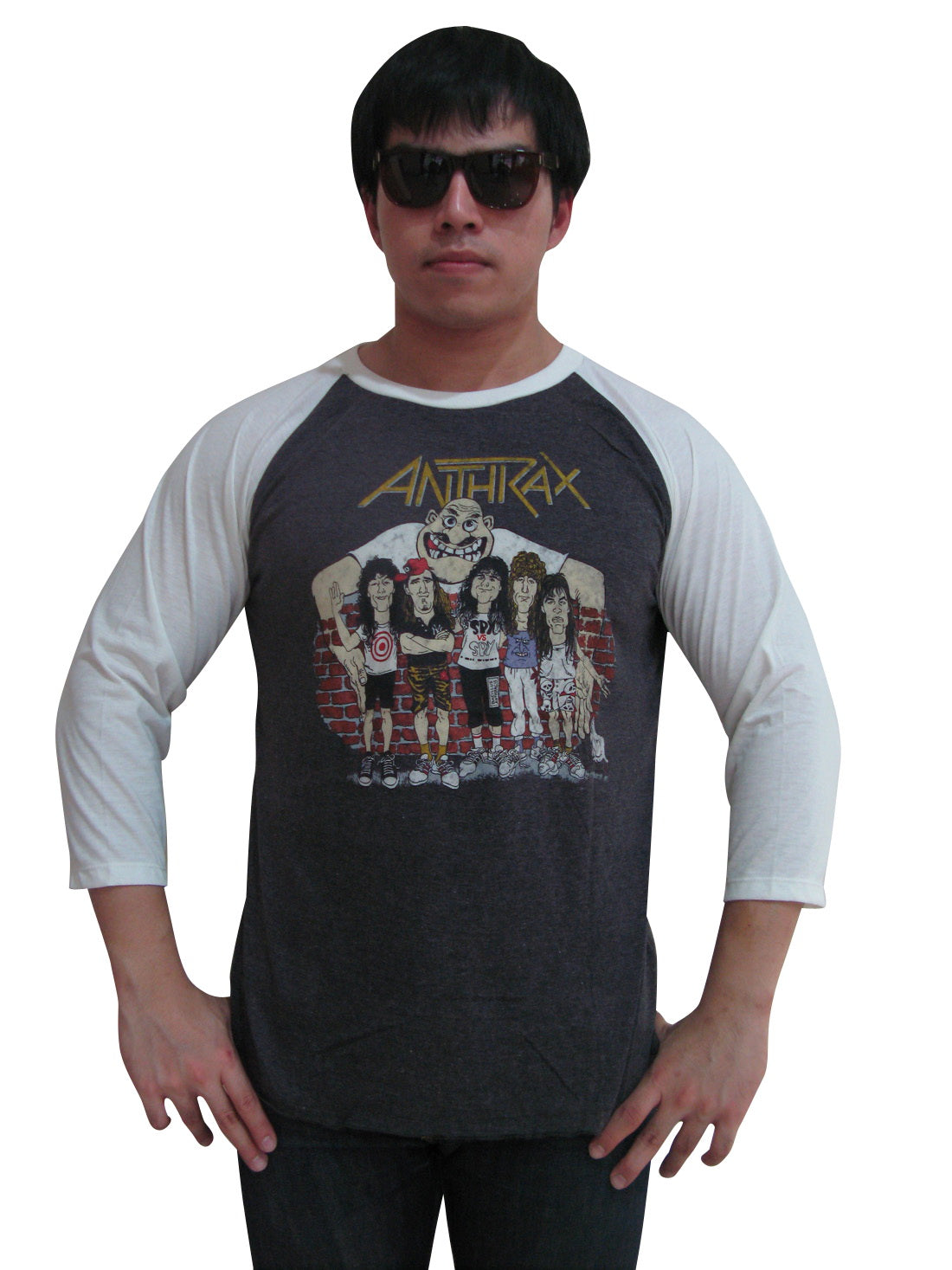 ANTHRAX Personels Cartoon Metal Rock Mens Raglan T-Shirt