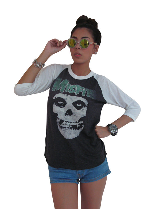 Misfits Skull Psychobilly Horror Womens Raglan T-Shirt