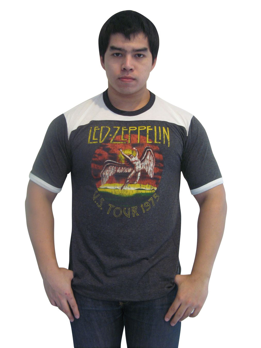 Led Zeppelin U.S.Tour 1975 Mens Ringer T-Shirt