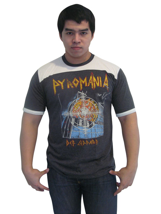 Def Leppard Pyromania Rock Tour Mens Ringer T-Shirt