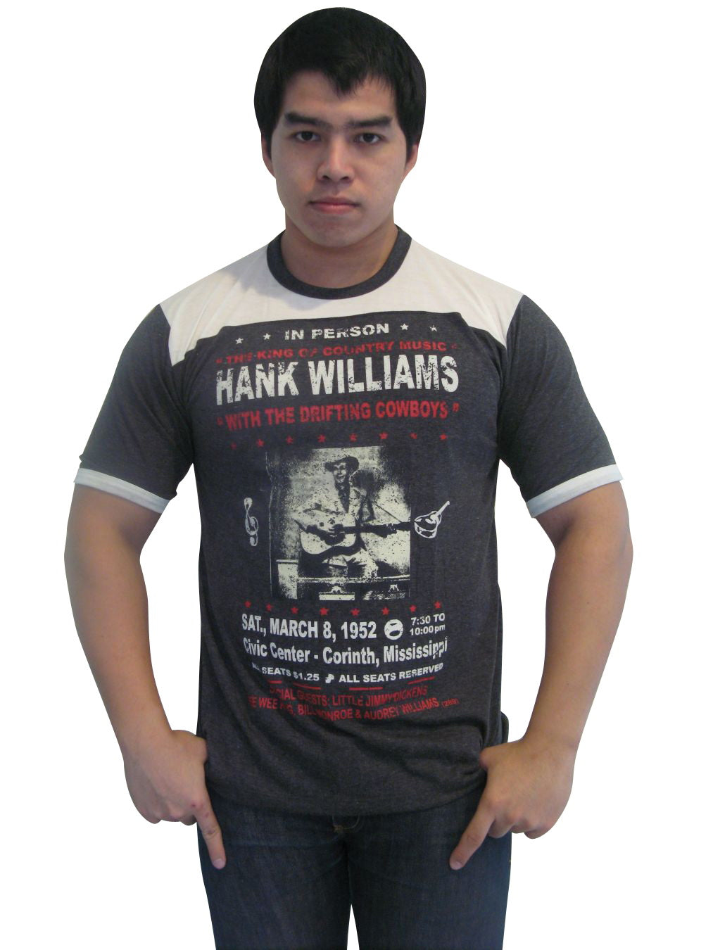 Hank Williams The King of Country Music Ringer Mens T-Shirt